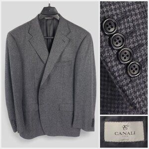 Canali Men's 46R (US) Gray Wool Cashmere Sports Coat Blazer Made in Italy